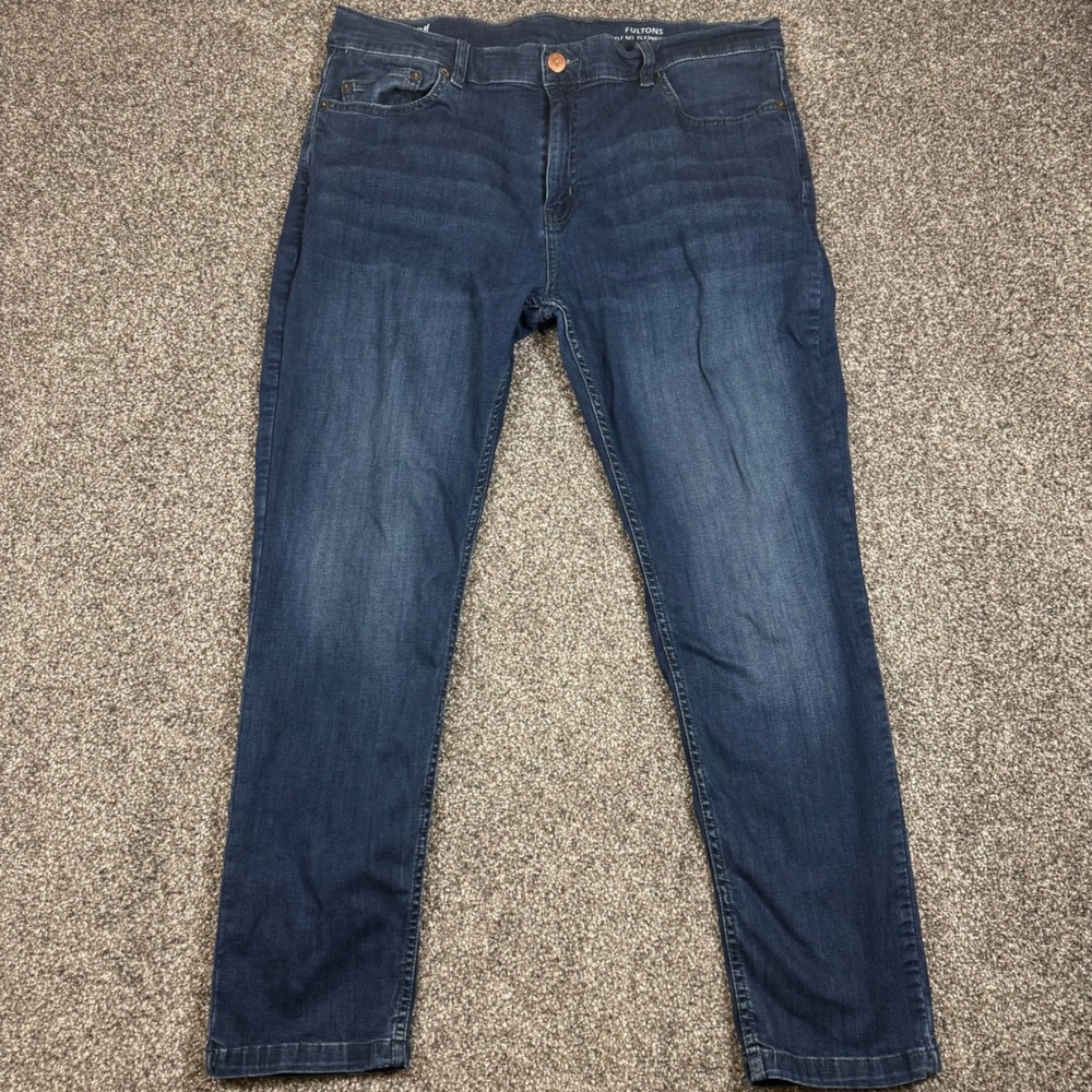 Mugsy Fultons Dark Blue Stretch Slim Straight Jeans Mens 40x30 FLX3NFU 40X30 - Picture 2 of 8